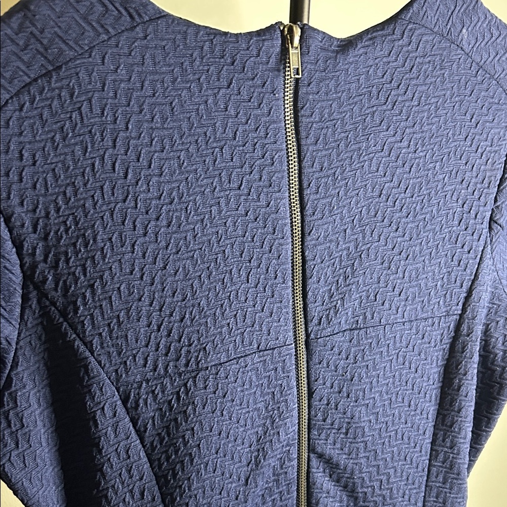 Topshop Navy Textured Mini Dress - Picture 8 of 12